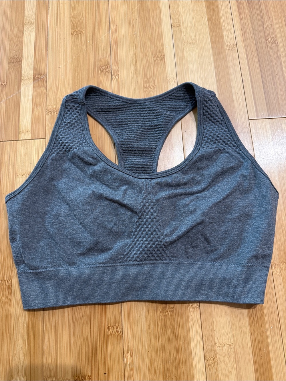 Avia Charcoal Gray Seamless Racerback Sports Bra